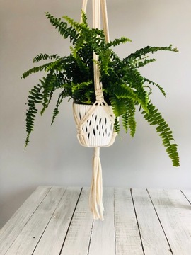 Подвесная подставка для цветов из ниток макраме, 80 см.