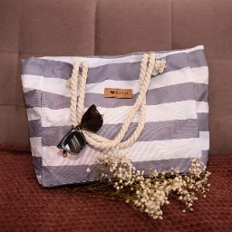 Пляжная сумка для серых полосатых XL модный рисунок