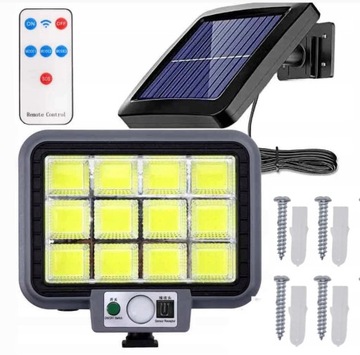 LAMPA SOLARNA Z CZUJNIKIEM RUCHU ZMIERZCHU ULICZNA 12 COB