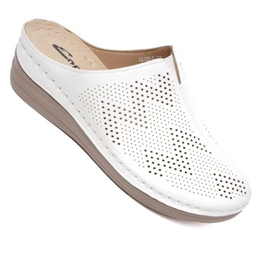 Klapki Damskie Buty Chodaki Zakryte Palce Lekkie Wygodne Kapcie wk Skóra 37