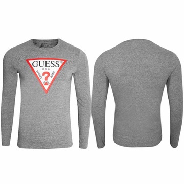 GUESS PÁNSKE TRIČKO CN LS ORIGINAL LOGO GRAY r.L