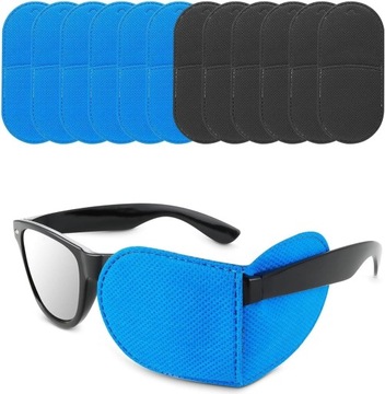 Zestaw 12 plastrów uniwersalnych na oczy okulary niebiesko czarne BFYHVP