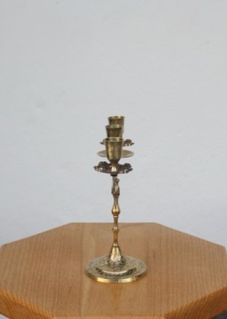 Подсвечник с подписью, латунь, ручная гравировка