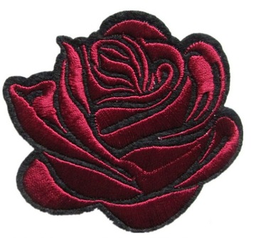 ŁATKA NASZYWKA APLIKACJA 6.7x 7.2cm róża W-14 ciemna czerwień