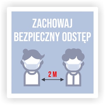 Naklejka ZACHOWAJ BEZPIECZNY ODSTĘP do poczekalni w kolejce 10 cm