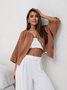 COCOMORE Sweter Bomberka Bolerko Narzutka Beżowy