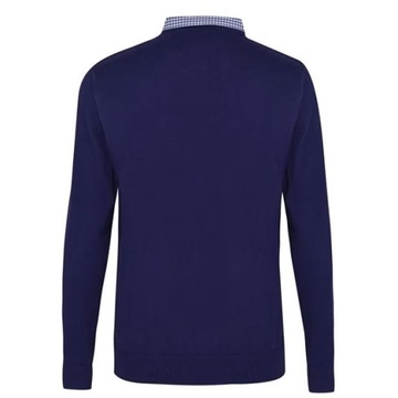 SWETER Pierre Cardin Cobalt 100% BAWEŁNA wstawka z KOSZULĄ rozmiar S