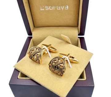 Złote rustykalne spinki mankietowe do koszuli