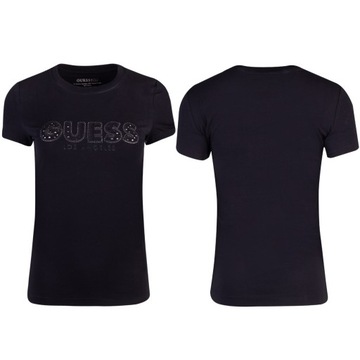 GUESS KOSZULKA DAMSKA T-SHIRT SS CN SANGALLO TEE CZARNA r.M