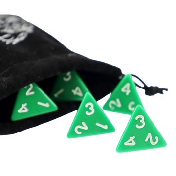 ZESTAW 25 KOSTEK K4 RPG ZIELONA KOŚĆ CZTEROŚCIENNA
