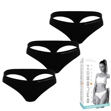 ZESTAW 3-PACK BAWEŁNIANE STRINGI BRUBECK BEZSZWOWE