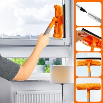 ZESTAW DO MYCIA OKIEN SZYB 2W1 ŚCIĄGACZKA MYJKA 180CM