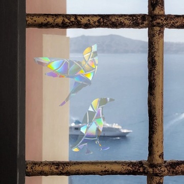 20 наклеек на окна с атакой птиц