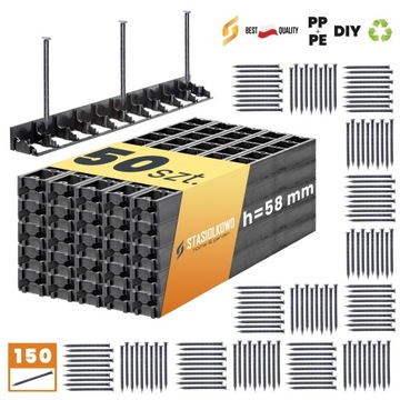 50x Obrzeże trawnikowe 58 Border 1 metr + 150 kotw