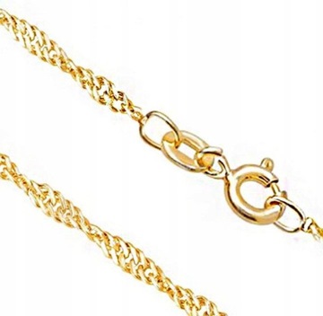 Złoty łańcuszek 585 elegancki singapur z białym złotem 45cm na prezent