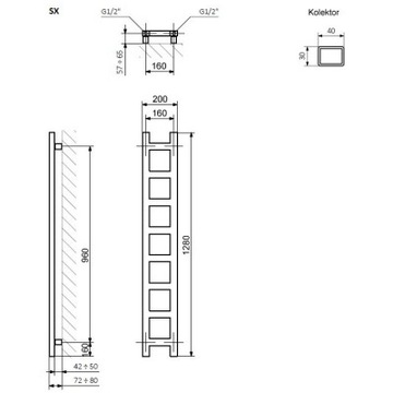 Радиатор для ванной комнаты TERMA EASY 1280x200 261Вт