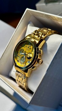 Zegarek męski elegancki luksusowy złoty komunia sakrament