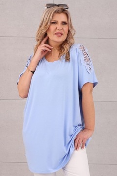 BAWEŁNIANA BLUZKA OVERSIZE TSHIRT Z KRÓTKIM RĘKAWEM LETNIA LUŹNA PLUS SIZE