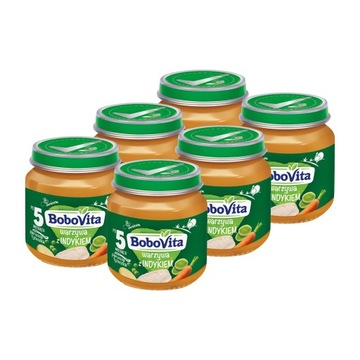BoboVita Obiadek Warzywa z indykiem ZESTAW 6x125g