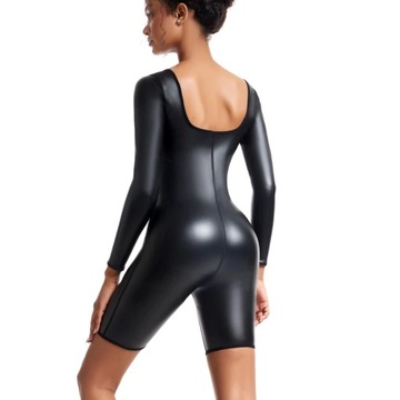 Women Leather Bodysuit Full Body Shaper Tummy Cont