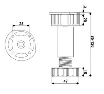 4x КУХОННЫЕ НОЖКИ МЕБЕЛЬНЫЕ НОЖКИ В=100 ММ