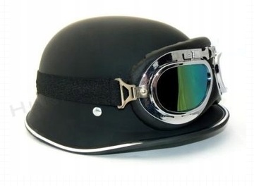 МОТОЦИКЛЬНЫЙ ШЛЕМ «Арахис Ретро Чоппер» ШЛЕМ ОЧКИ НАБОР ЧЕРНЫЕ