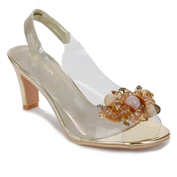 SABATINA 1014-5 ПРОЗРАЧНЫЕ ЗОЛОТЫЕ САНДАЛИИ 37