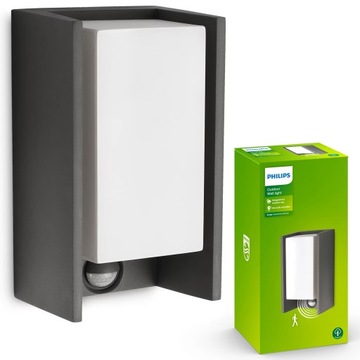 PHILIPS LAMPA ogrodowa LED KINKIET elewacyjny z czujnikiem BRIDGE E27 IP44