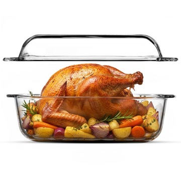 ПРЯМОУГОЛЬНАЯ СТЕКЛЯННАЯ ФОРМА ОБЪЕМОМ 5,1 Л С КРЫШКОЙ ДЛЯ ВЫПЕЧКИ