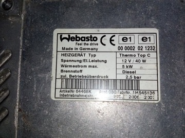 Webasto Thermo Top C/ZC 5/5,2 Вт ДИЗЕЛЬ/Бензин