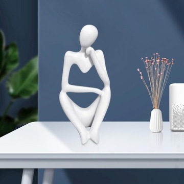 Абстрактный мыслитель, белая большая резная коллекционная вещь, использующая правую руку.