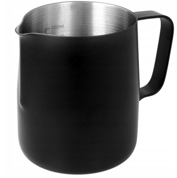 DZBANEK METALOWY ze stali nierdzewnej czarny z miarką 600 ml