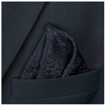 Галстук-бабочка и нагрудный платок с жаккардовой черной темно-синей отделкой для костюмной рубашки