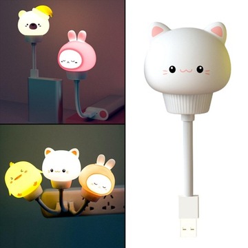 Ночник Декор Милый Мини Портативный Животный USB Многоцветный Белый Котенок
