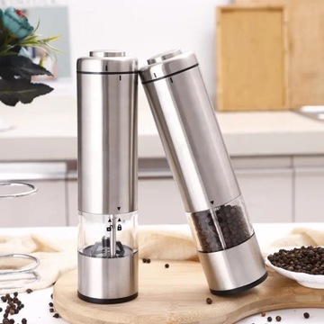 Электрическая мельница для соли и перца, стальная, автоматическая.