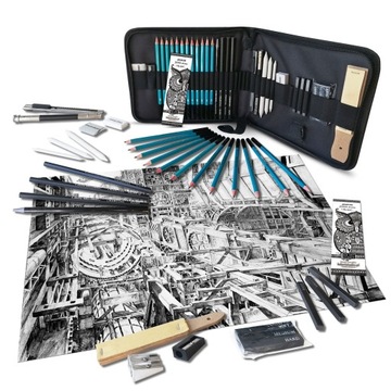 OŁÓWKI DUŻY ZESTAW DO SZKICOWANIA SZKICOWNIK XL NA PREZENT