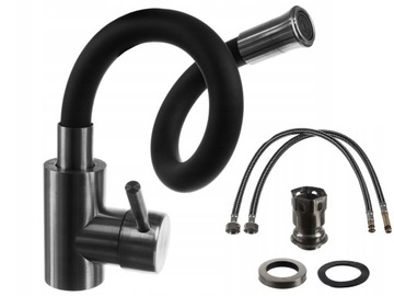 Смеситель для кухни Черный смеситель с изливом и гибким изливом для раковины