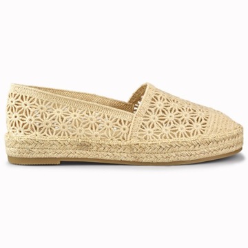 Koronkowe beżowe espadryle damskie r.38