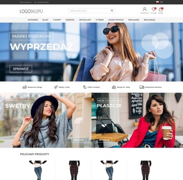 SKLEP INTERNETOWY + SZABLON PREMIUM 002 + SERWER 12mcy + SSL + DOMENA