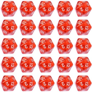 ZESTAW 25 KOSTEK K20 RPG PŁYNNE ŻYCIE KOŚĆ DWUDZIESTOŚCIENNA