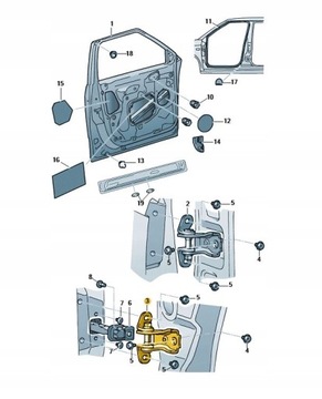 PANT DVEŘNÍ SKODA FABIA II 5J0833411B ORIGINÁLNÍ