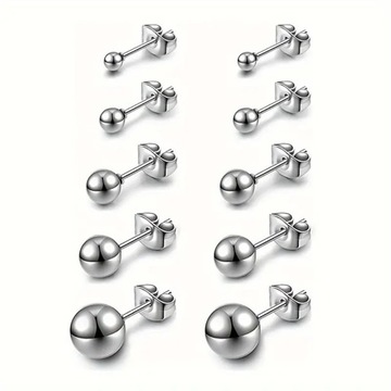 СЕРЕБРЯНЫЕ ШАРОВЫЕ СЕРЬГИ, ХИРУРГИЧЕСКАЯ СТАЛЬ, ШПИЛЬКИ 4 ММ.