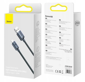 УСИЛЕННОЕ ОСНОВАНИЕUS USB-КАБЕЛЬ USB-C 100 Вт, 6 А, 2 м, БЫСТРАЯ ЗАРЯДКА