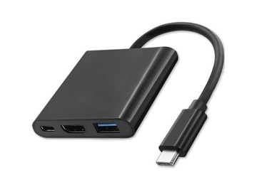 переходник USB-C -> HDMI 4K + USB 3.0 A + USB-C 3.1 PD 100W Qoltec 50430