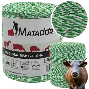 Plecionka 100kg lina linka pastuch do pastucha koni dziki byki zielona 500m