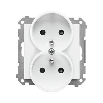 Simon 55 Розетка двойная со шторками, белый KONTAKT-SIMON