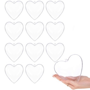 СЕРДЦЕ АКРИЛОВЫЕ ШАРЫ ПЛАСТИКОВЫЕ ДЕКОР 12см ДЕКУПАЖ 12шт.