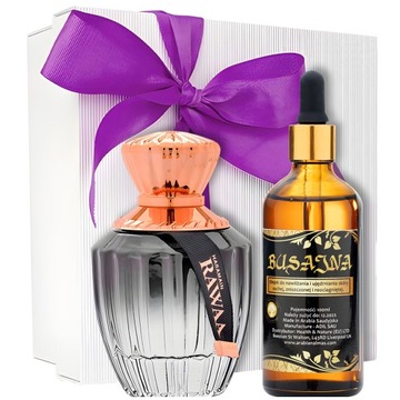 NA DZIEŃ MAMY PERFUMY DAMSKIE RAWAA AL HARAMAIN + OLEJEK BUSAJNA + PREZENT