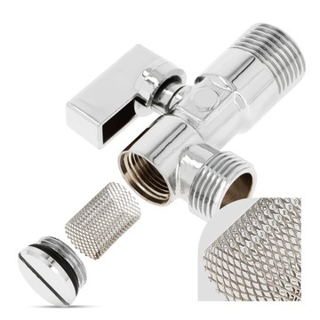 Кран шаровой УГЛОВОЙ 1/2x1/2 G С ЗАПОРНЫМ ФИЛЬТРОМ СТИРАЛЬНАЯ МАШИНА ПОСУДОМОЕЧНЫЕ МАШИНЫ АККУМУЛЯТОР