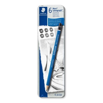 OŁÓWKI Zestaw Mars Lumograph 8B-HB Staedtler a6 etui metal